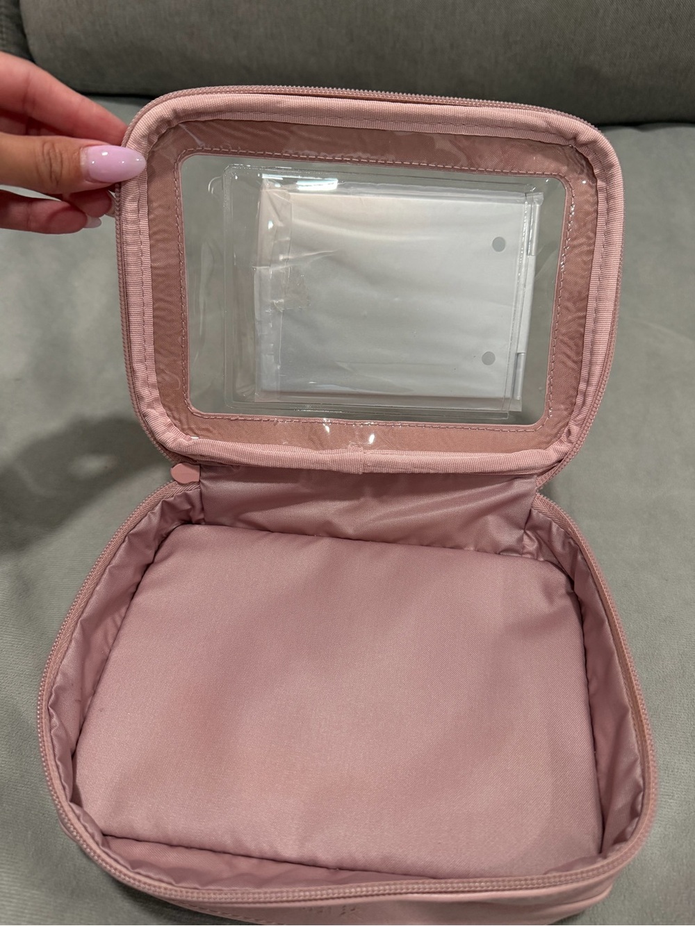BEIS On The Go Essentials Pink Clear-Front Travel Cosmetic Case - Picture 3 of 4